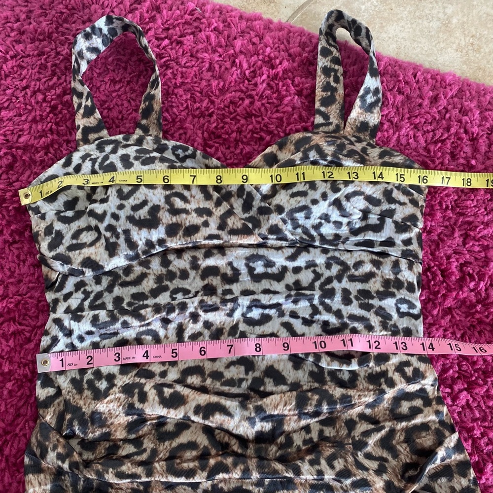 NWT Nicole Miller Leopard Print Ruched Dress - Picture 14 of 14